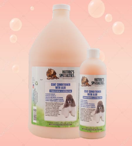 A bottle of shampoo and conditioner for dogs.