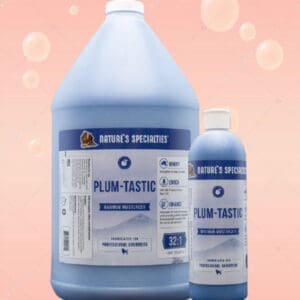 A bottle of liquid and a container of water.