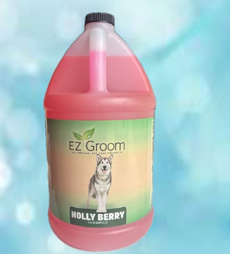 A gallon of e z groom 's silly berry shampoo.