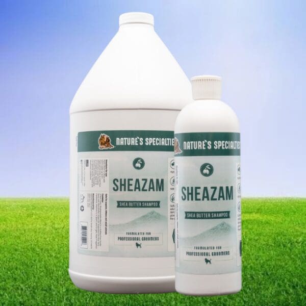 A bottle of sheazam is next to another bottle.